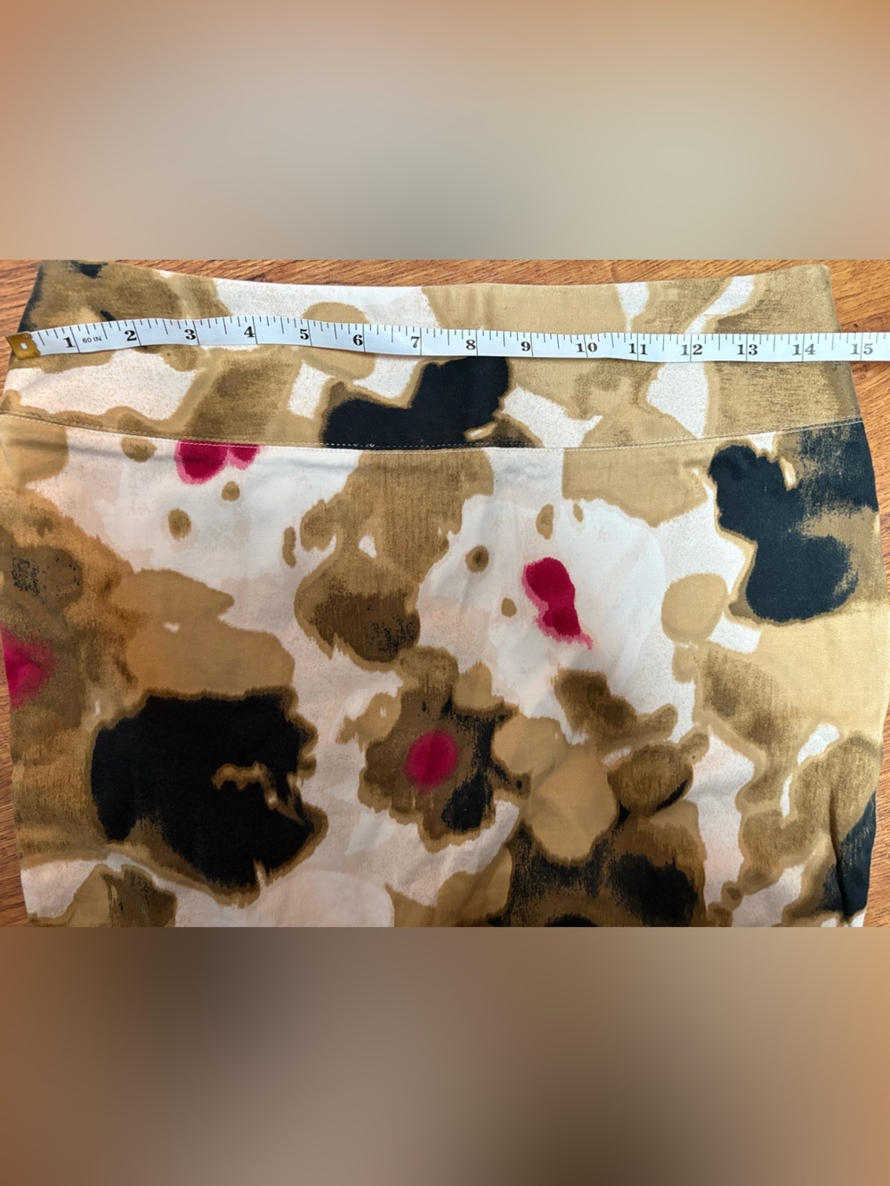 Alfani Abstract Print Stretch Pencil Skirt Beige Black Pink Women's Size 4 - Picture 6 of 6